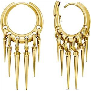 925 Sterling Silver Post 18K Gold Plated Tassel Hoop Drop Earrings